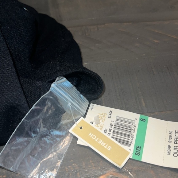 Michael Kors Black Stretch Black Dress Silver Chain and Button Accent Size 8 NWT - Picture 5 of 8